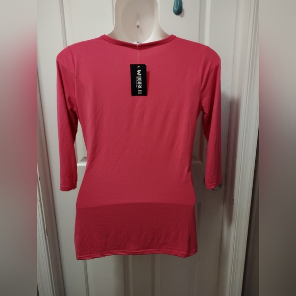 🆕️DOUBLJU Red Criss Cross Bodice Shirt Top Sz 1X NWT - Picture 3 of 6